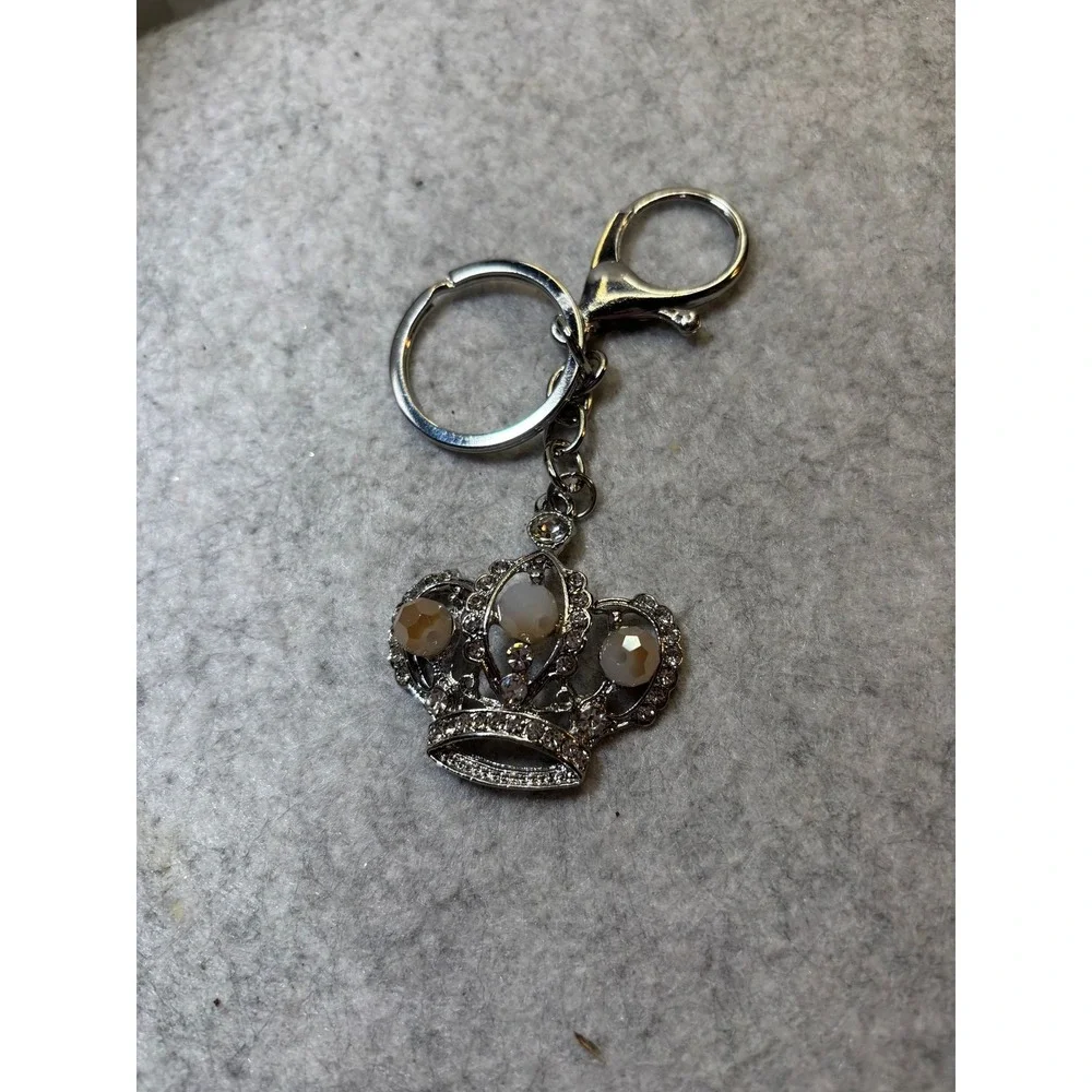 #3. Silver-toned Crown Key Chain Bag Charm